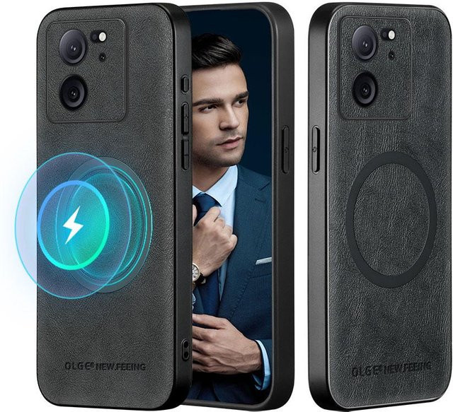 Xiaomi 13T 13T Pro Magnetische Leder Schutzhülle mit Voll-Objektiv Schutz in Schwarz - Bild 1