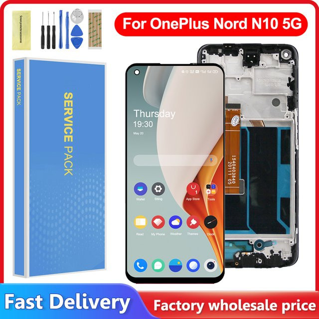 OnePlus Nord N10 5G LCD Display Ersatz mit Rahmen und Touch Screen Sensor in Schwarz (6,49 Zoll) - Bild 1