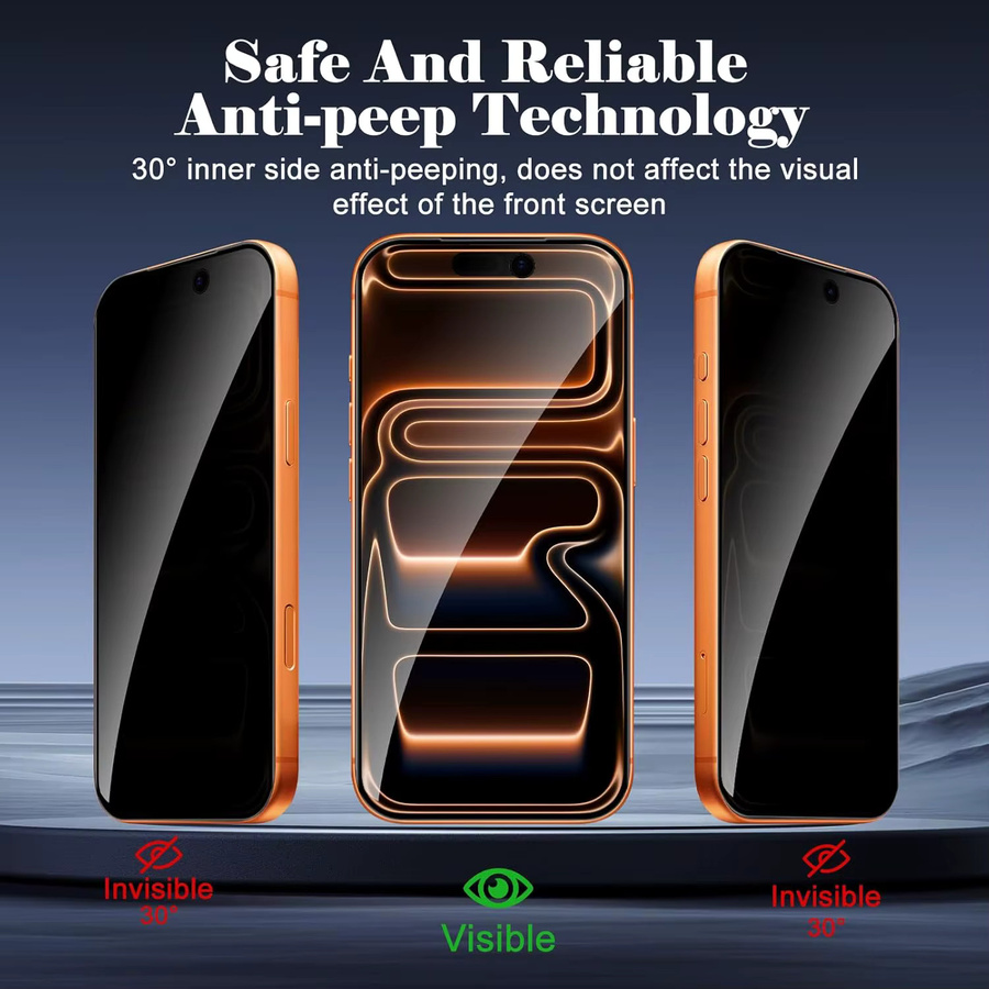 2 Stück Privacy Displayschutzfolie für Apple iPhone 17 Pro Max, iPhone 17 Pro, iPhone 17 und iPhone 17 Air, Anti-Spy Hartglasfolie mit vollständiger Abdeckung, transparent - Bild 2