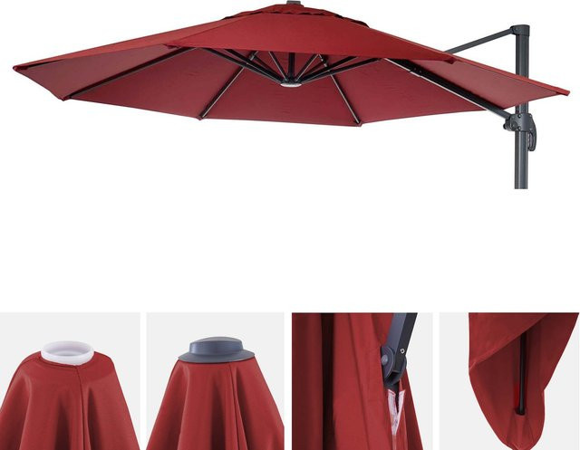 Sonnenschirmbezug MCW A96 für Ampelschirme, rund, Durchmesser: 3 m, Farbe: Bordeaux, Material: Polyester - Bild 1