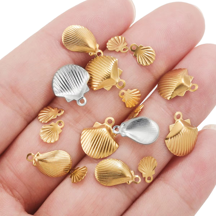 Aiovlo Muschel-Anhänger, Edelstahl, Gold, Unisex - Bild 2