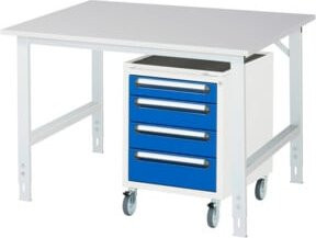 Rau Arbeitstisch Tom KM10 höhenverstellbar und rollbar, B/T/H: 125 x 100 x 76-108 cm, Grau-Weiß - Bild 1