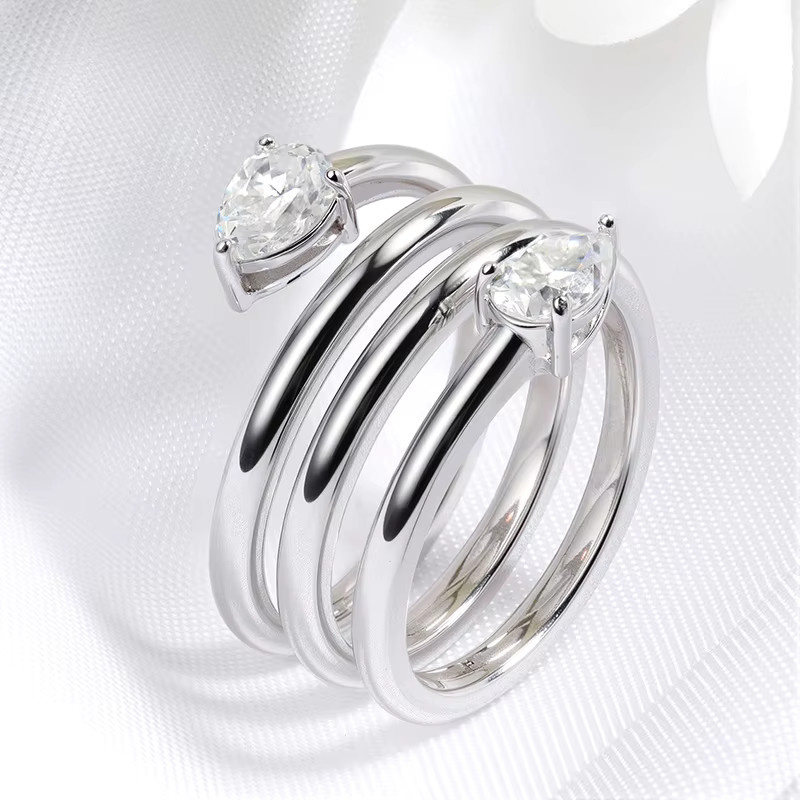 Smyoue Ringe, 925 Silber vergoldet, Moissanit, Damen - Bild 3