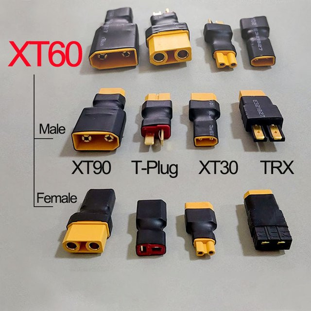 JCD RC-Batterie-Adapter XT30 XT60 XT90 T-Stecker auf Buchse für RC LiPo Akku-Ladegerät, Gelb - Bild 1