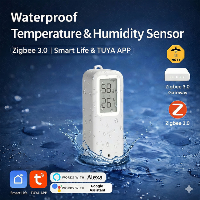 Coolo Smart Life Zigbee Temperatur- und Feuchtigkeitssensor IP65 wasserdicht in Weiß für Innen- und Außenbereich (erfordert Tuya Smart Home Zigbee Gateway Hub) - Bild 1
