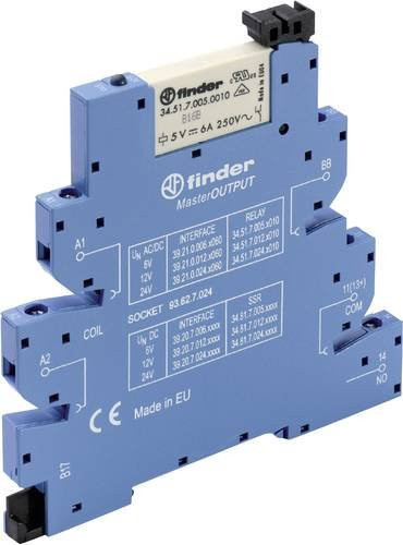 Finder Koppelrelais 39.21.0.006.0060 in Blau, 6 V/DC und 6 V/AC, 6A, 1 Schließer - Bild 1