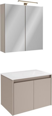 Fackelmann Badmöbel-Set Compact Line in Kaschmir Grau mit Spiegelschrank und Waschtischunterschrank, B/H: 71,0 x 46,5 cm - Bild 1