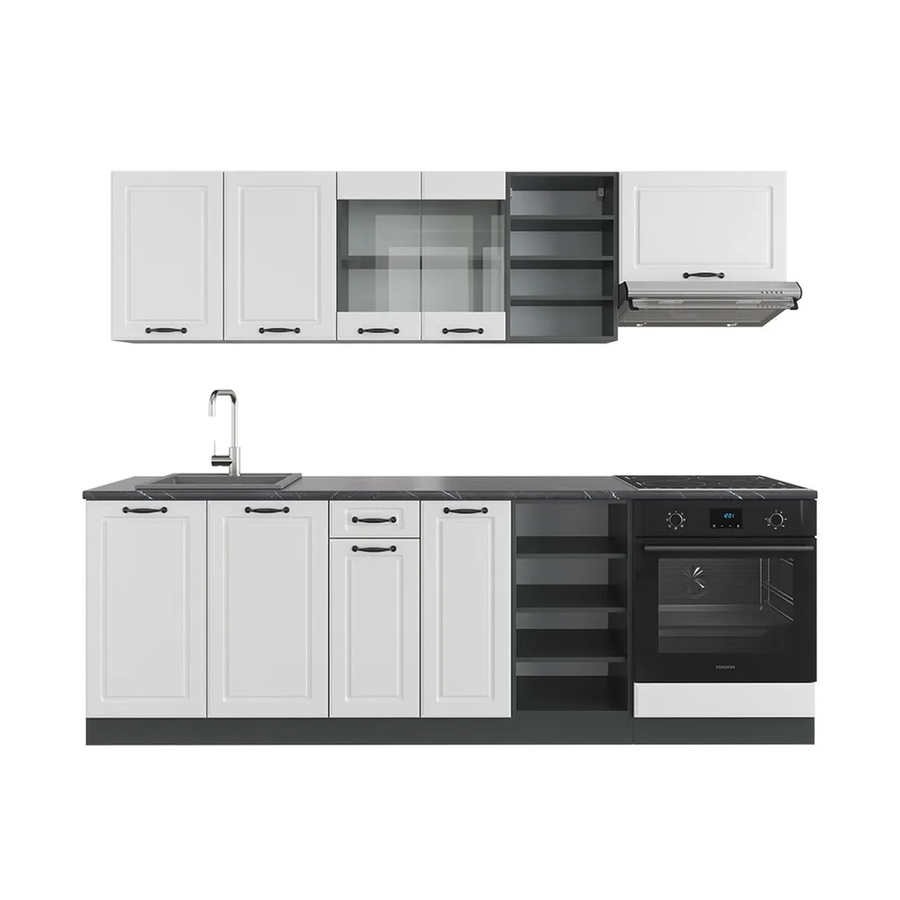 Vicco Küchenzeile R-Line Landhaus Einbauküche in Anthrazit und Weiß, Breite: 240 cm - Bild 3