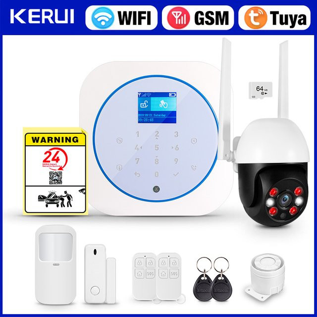 KERUI Wireless Home Alarm System GSM WiFi Sicherheitsalarmsystem mit Bewegungssensor in Weiß, kompatibel mit Alexa und Google Home für dein Zuhause und deine Wohnung - Bild 1