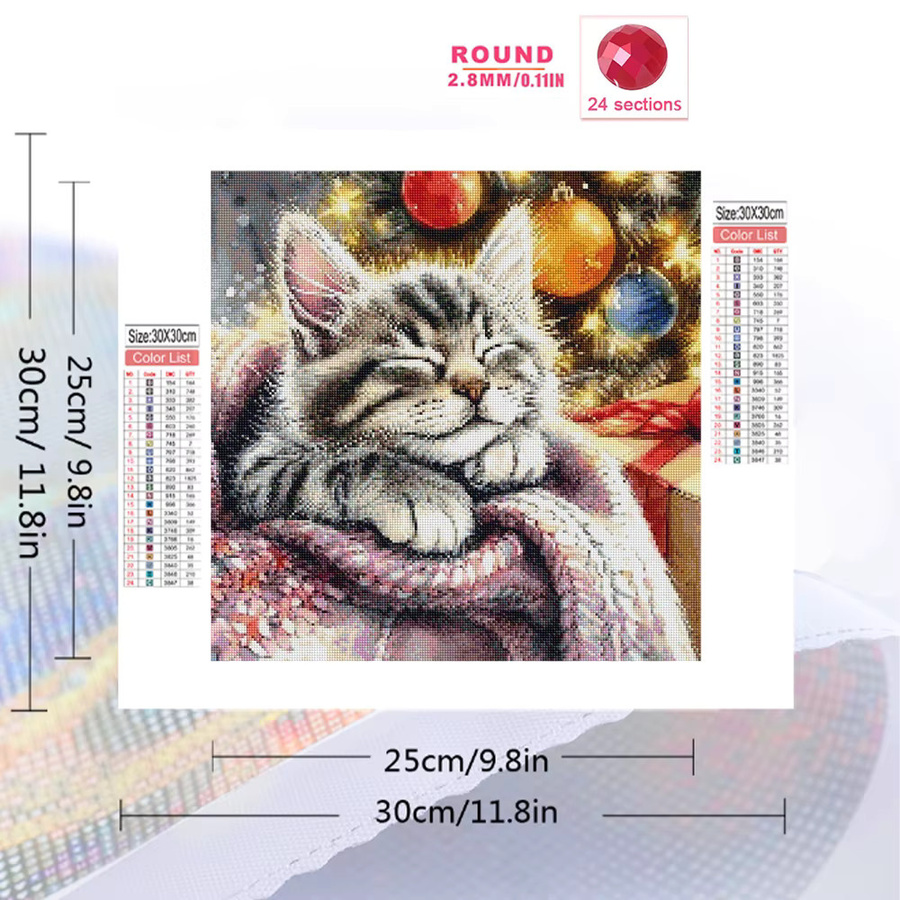 Potdemiel 5D Diamant-Mosaik DIY Set Katze mit floralem Design, Mehrfarbig, B/H: 20 x 20 cm - Bild 2