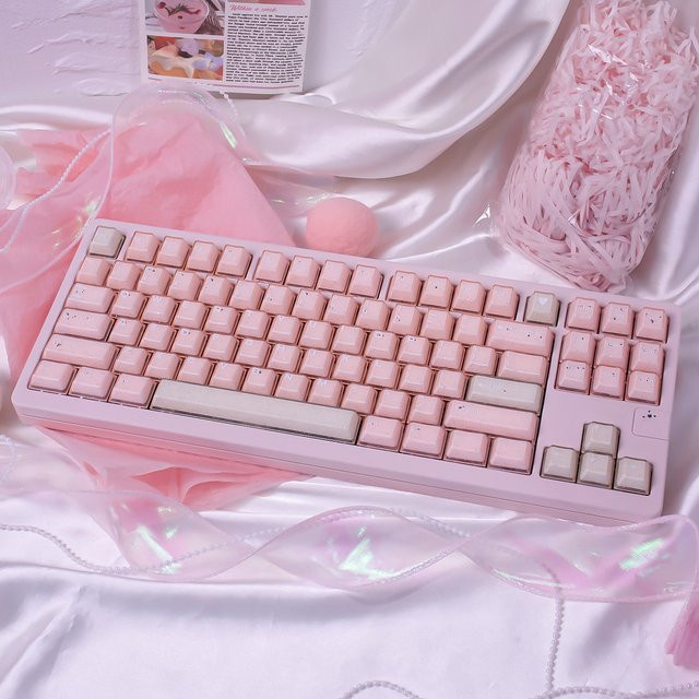 Venit Keys Tastenkappen-Set in Rosa, 162 Tasten, Glitzernd und Durchscheinend, PBT + PC, Double-Shot-Kirschprofil für mechanische MX-Switches-Tastaturen - Bild 1