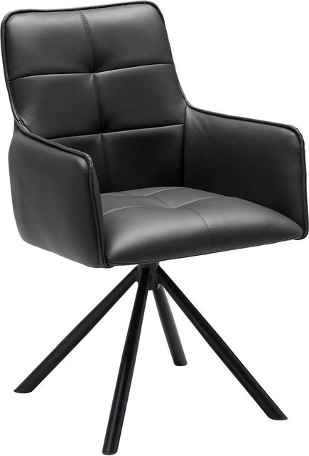 Premium Living Armlehnstuhl Vincent in Schwarz mit Lederbezug und 360 Grad Drehsitz, B/T/H: 87 x 63 x 140 cm - Bild 1