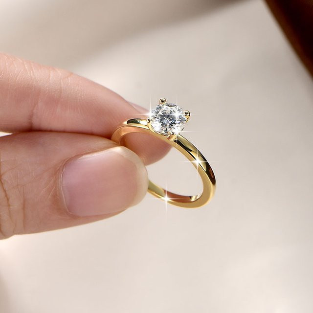 IOGOU Ring, Moissanit-Diamant, 14 Karat Gold gefüllt, Damen - Bild 1