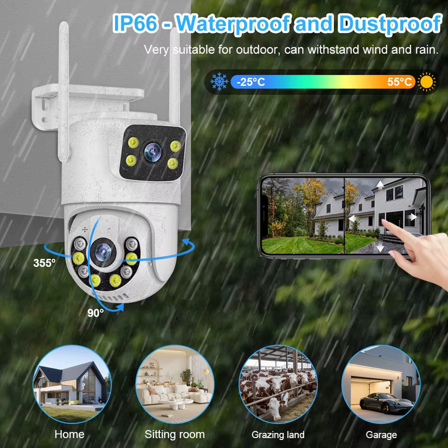 Kabelloses WiFi Sicherheitskamera-System mit 8CH NVR, 6MP Dual-Objektiv, KI-Menschenerkennung und Farbnachtsicht, IP66 Outdoor, Weiß - Bild 5