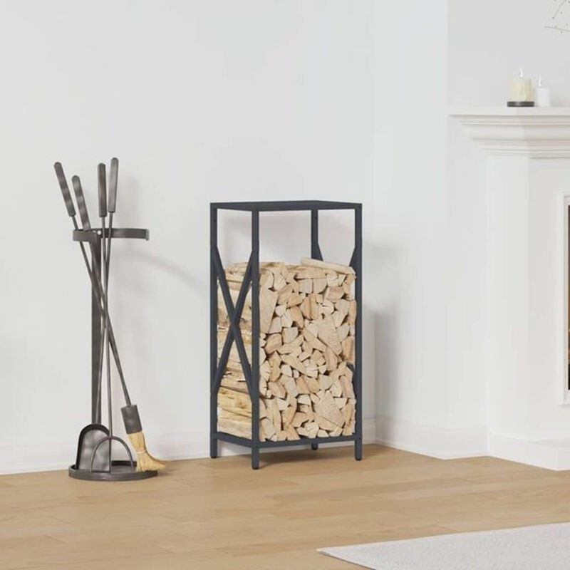 Vidaxl Brennholzregal aus kaltgewalztem Stahl in Anthrazit, B/T/H: 34 x 25 x 70 cm - Bild 1