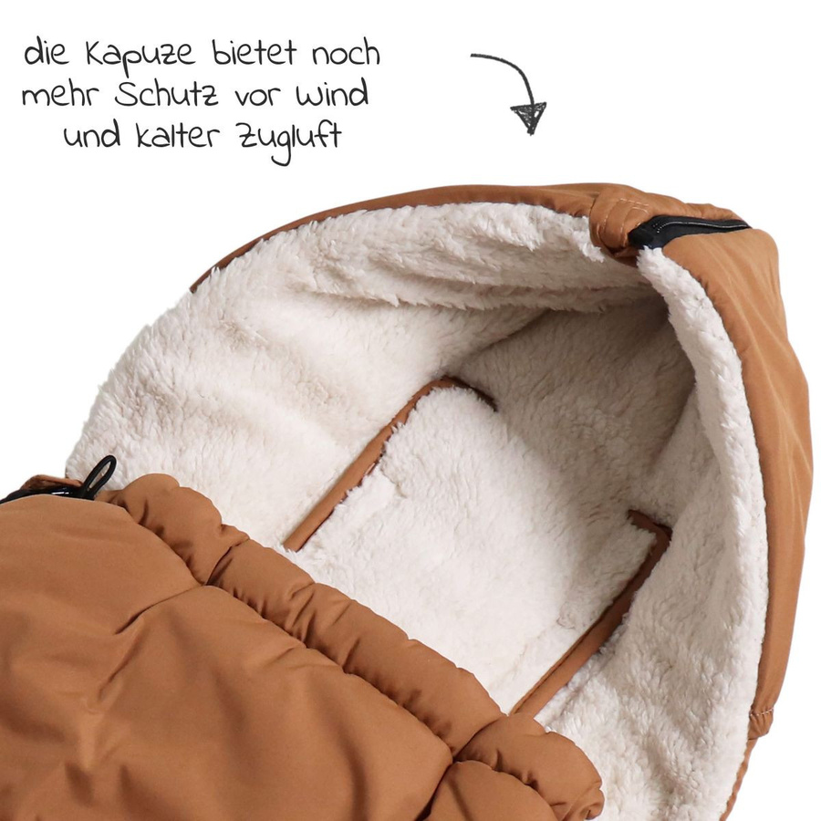 Kaiser Fleece-Fußsack Hoody 2.0 für Babyschale und Babywanne in Camel/Braun, B: 80 cm, T: 40 cm - Bild 6
