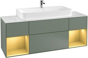 V&B Waschtischunterschrank Finion mit Wandbeleuchtung, Farbe Olive Matt Lacquer, Breite: 160 cm, Tiefe: 50,1 cm, Höhe: 50,1 cm - Bild 1
