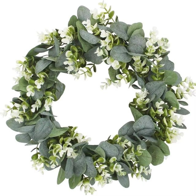XIAOYINMO Künstlicher Eukalyptus-Kranz in Grün für Hochzeiten und Dekoration, Durchmesser: 30 cm - Bild 1