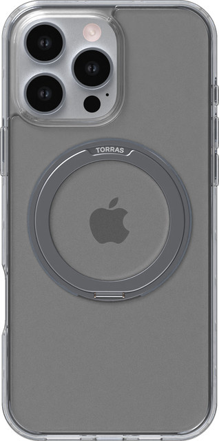 Torras Ostand Pro Series Handyhülle für iPhone 16 Pro in Transparent-Grau - Bild 1