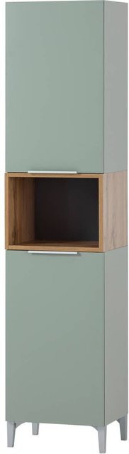 Hochschrank Smilla Möbelpartner Landhaus Stil in Pistazie und Eiche, B/H/T: 40,2 x 175,5 x 31,9 cm - Bild 1