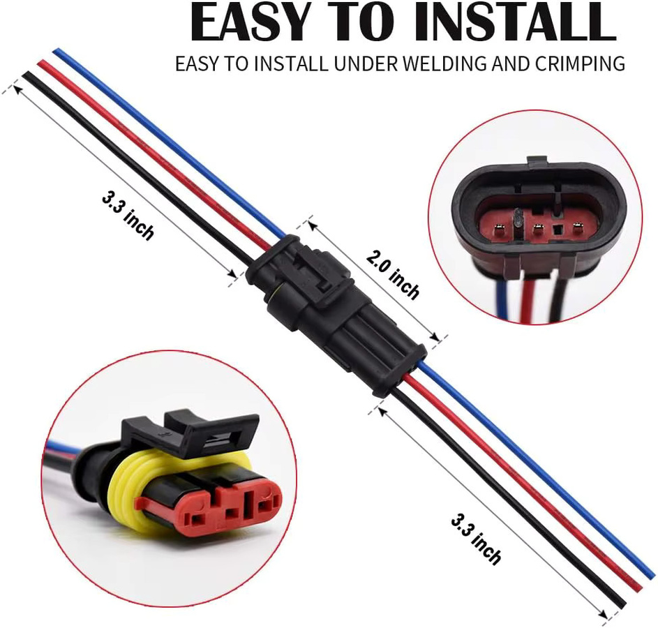 AOKIN 5 Stück 3-Pin-Steckverbinder wasserdicht männlich-weiblich in Schwarz für 16 AWG Kabel für Auto LKW und Boot - Bild 4