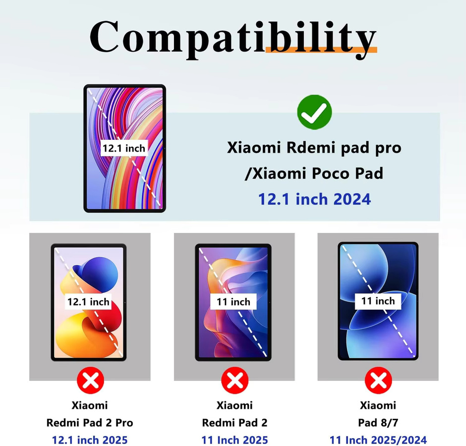 Xiaomi Schutzfolie für Redmi Pad Pro 12,1 Zoll 2024 mit Kamera-Schutzglas, HD, 9H Härte, transparent - Bild 2