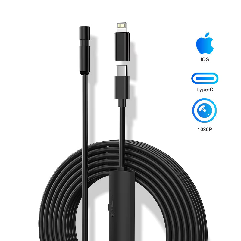 BUMBORN 2-in-1 Endoskopkamera mit direkter Verbindung für iPhone, Typ-C und Android, 1080P HD Inspektion für Rohrleitungen und Kanalisation, Schwarz - Bild 4