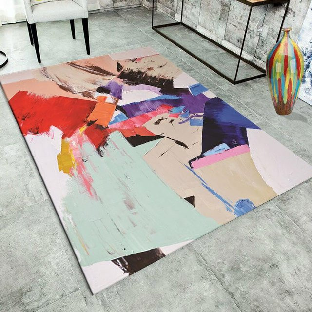 Nordic Wohnzimmer Teppich Modern und Einfach, Mehrfarbig, Polyester, B/T: 80 x 160 cm - Bild 1
