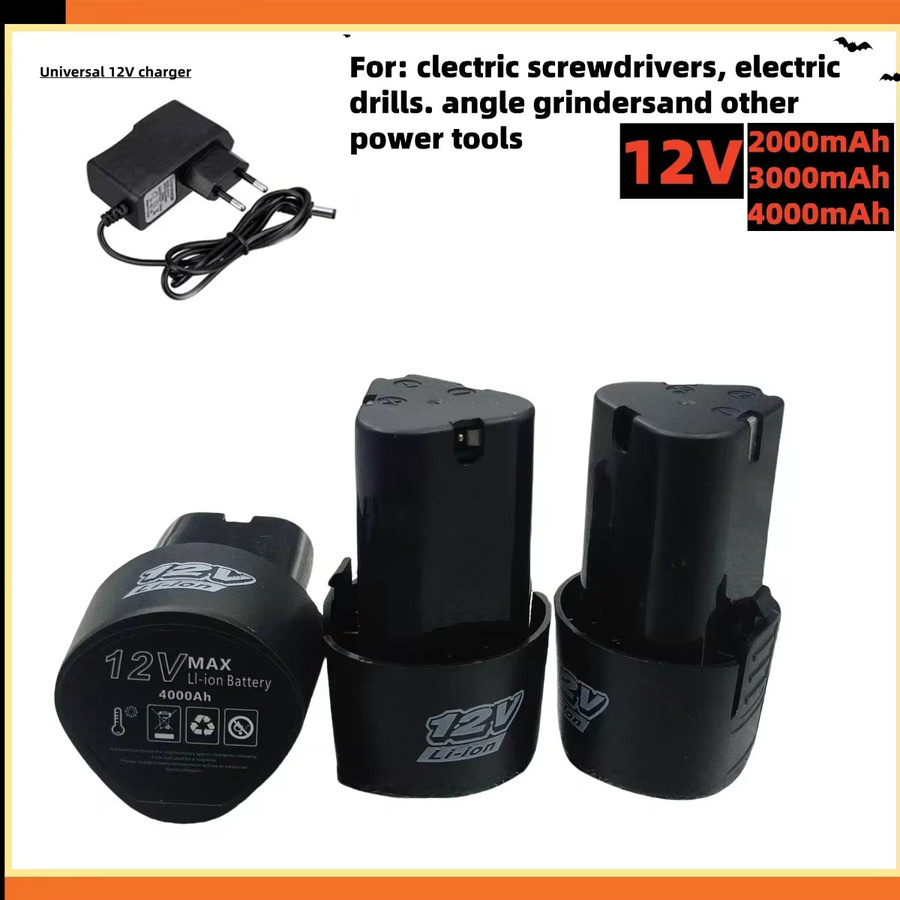 Lithium-Ionen-Akku und Ladegerät Set 12 V 4 Ah in Schwarz für Elektroschrauber, Bohrmaschinen und Mini-Winkelschleifer - Bild 2
