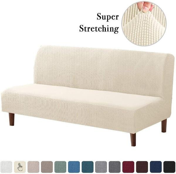 RTTIME Elastischer Stretch-Sofa-Bettbezug ohne Armlehnen in Beige mit Jacquard-Muster - Bild 1