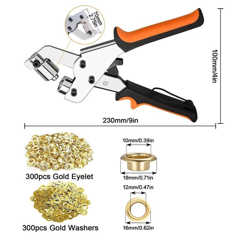 Furnishard Tülle Werkzeug Kit mit Presse und Punch Kits in Silber für Plane, Stoff, Leder und Schuhe - Bild 2