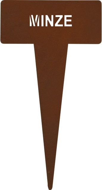 Kräuterstecker Minze aus Metall in Rostfarben, Höhe: 15 cm - Bild 1