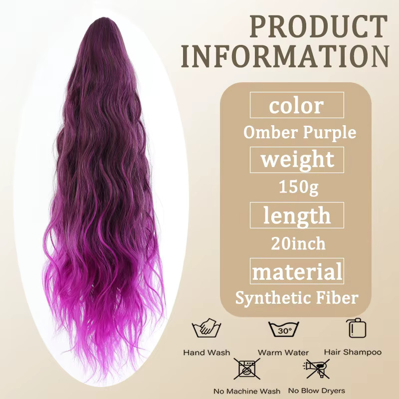 AOOSOO HAIR Synthetische Perücke, Wasserwellen, Farbverlauf, Pferdeschwanz - Bild 2