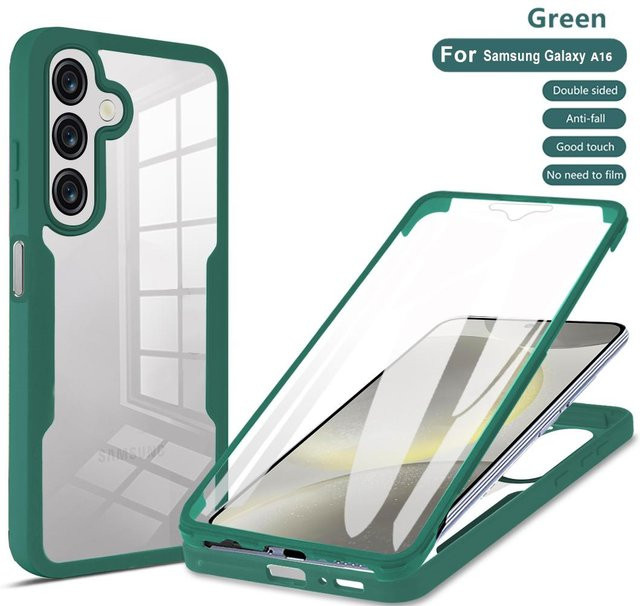 360 Vollschutzhülle für Samsung Galaxy A55 in Transparent und Grün - Bild 1