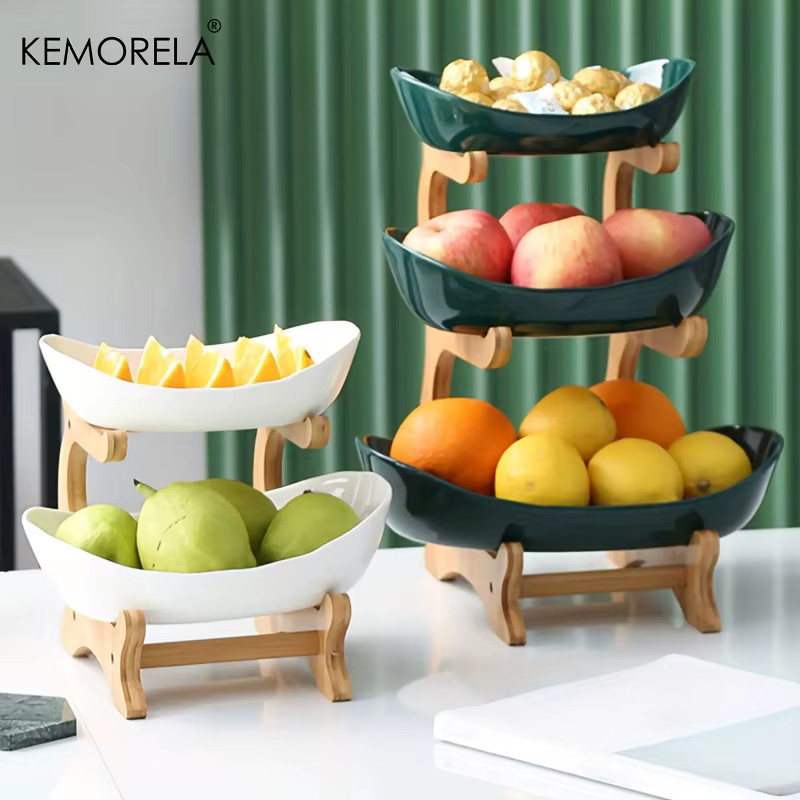 KEMORELA Obstplatte aus Kunststoff in Grün für Snacks, Süßigkeiten und Obst mit 2 bis 3 Schichten - Bild 2