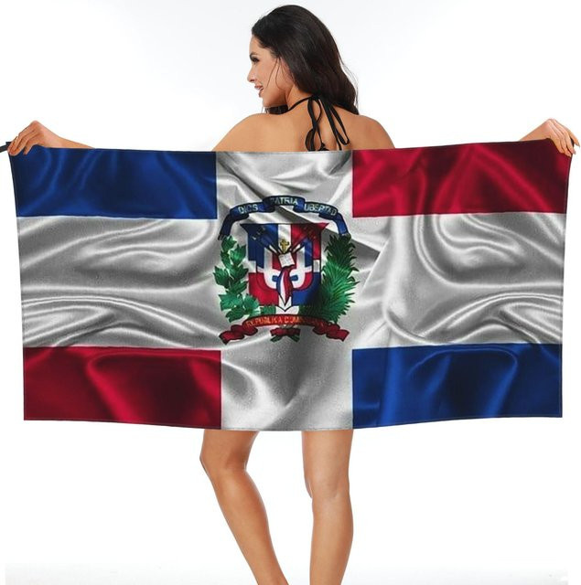 Strandtuch Dominikanische Republik Flagge von JMG Household Supplies aus weicher Mikrofaser, schnelltrocknend und saugfähig, B/B/H: 70 x 140 cm, Multicolor - Bild 1
