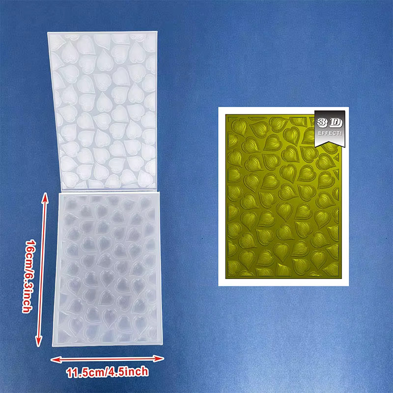 3D-geprägter Herz-Ordner mit Streifenmuster in Weiß für Scrapbooking und Bastelarbeiten - Bild 3