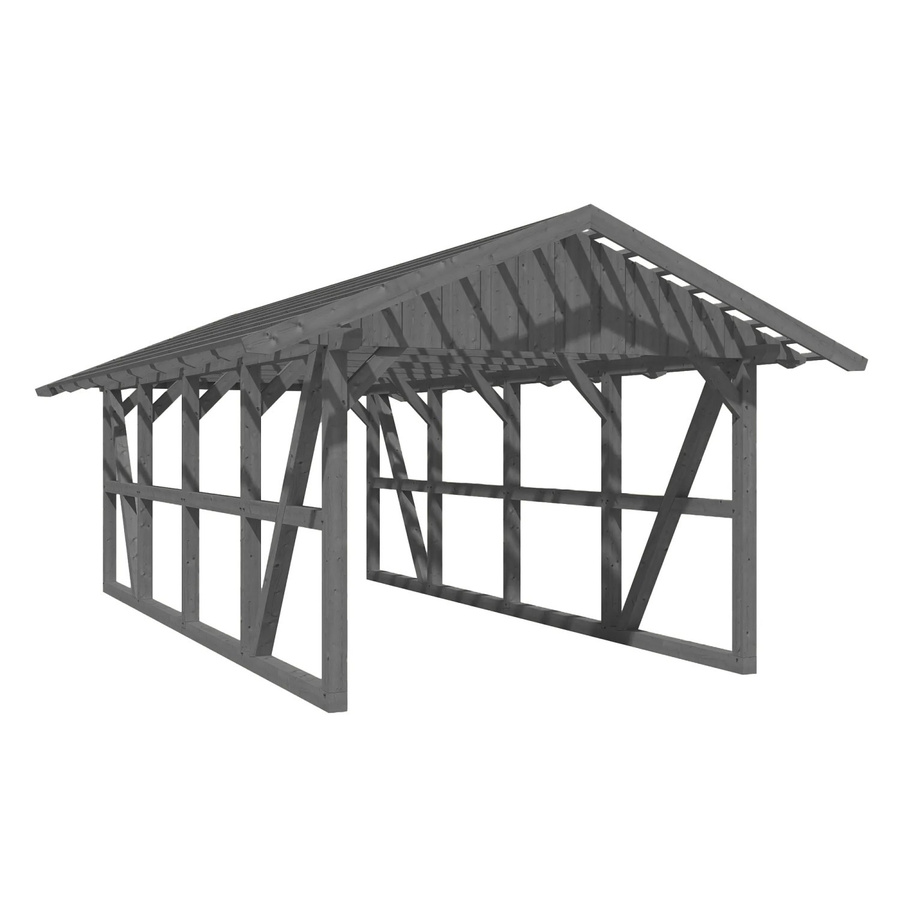 Skan Holz Carport Schwarzwald aus Fichtenholz mit Dachlattung und Satteldach in Grau, Breite: 424 cm, Breite: 772 cm - Bild 2