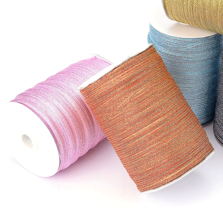 PALMYBEST Glitzer Seidensatinband in Gold und Silber für Geschenkverpackungen und Dekorationen, Breite: 0,4 cm, Länge: 18,28 m - Bild 2