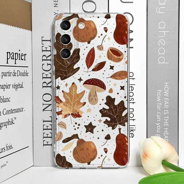 Samsung Galaxy Handyhülle mit Herbst-Design Ahornblatt Kürbis Pilz Transparent Weich für Galaxy A55 A54 A53 A14 A16 A36 A13 A15 A25 A07 5G - Bild 1