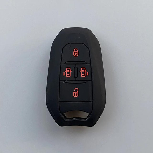 Silikon Auto Schlüsselhülle für Peugeot Traveller Expert, Citroen Jumpy Dispatch und SpaceTourer MPV, 4-Tasten, Schwarz - Bild 1