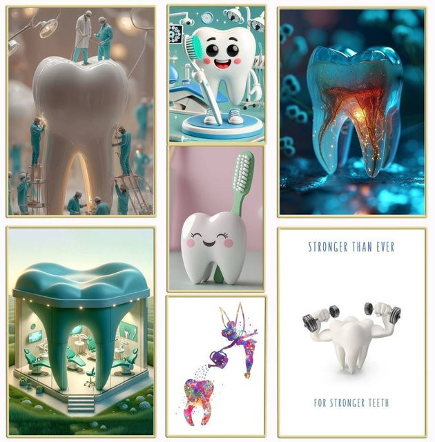 KAYOU Zahnimplantat Dental-Kunst-Poster als selbstklebender wasserdichter Wandaufkleber für Kaffeehaus und Bar - Bild 1