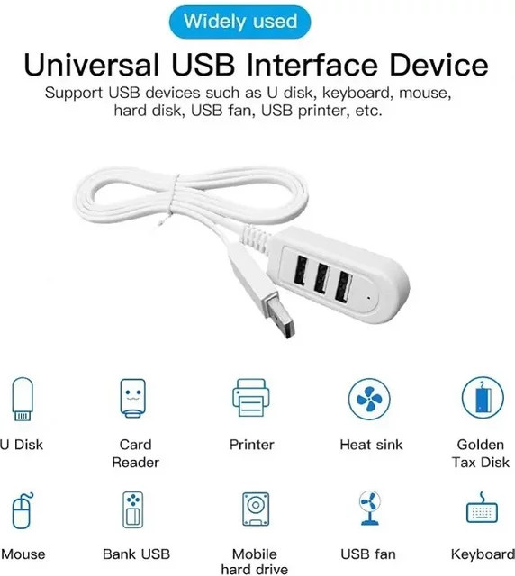 3-Port USB 2.0 Hub als USB-Splitter und Ladegerät für Laptop und PC in Weiß - Bild 1