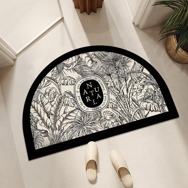 Rutschfeste halbrunde Badezimmer-Bodenmatte von Yiran Furniture in Schwarz-Weiß, B/B: 60 x 40 cm - Bild 1