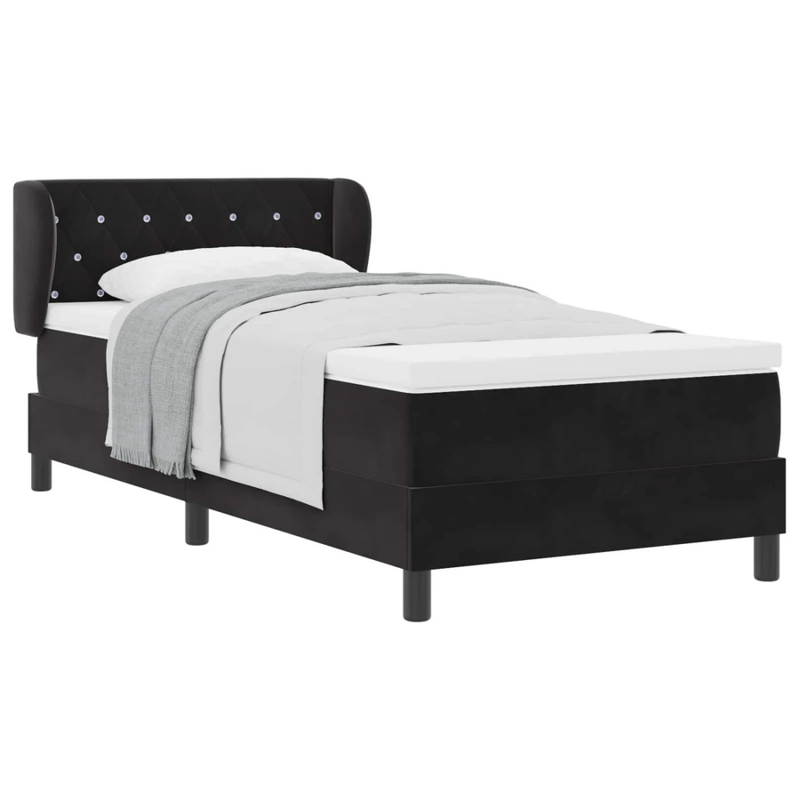 vidaXL Boxspringbett mit Matratze aus Samt in Schwarz, B/T/H: 100 x 200 cm - Bild 2