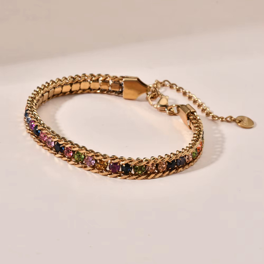 ZMZY Armband, goldfarben, Kristall-Zirkonia, Edelstahl, Damen Herren - Bild 2