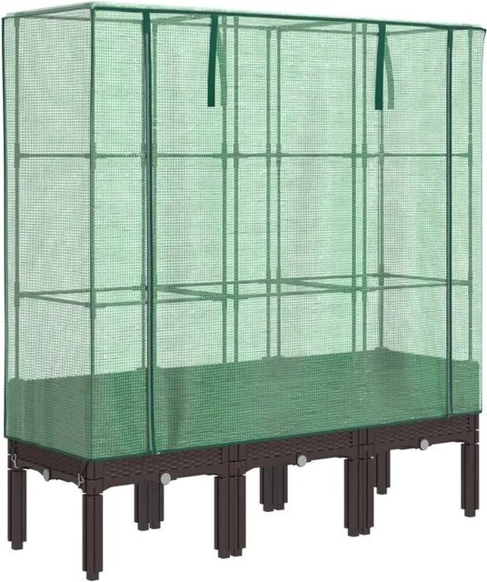 Furnicato Hochbeet mit Gewächshaus-Aufsatz und wasserfester Abdeckung in Braun in Rattan-Optik, B/T/H: 120 x 40 x 140 cm - Bild 1