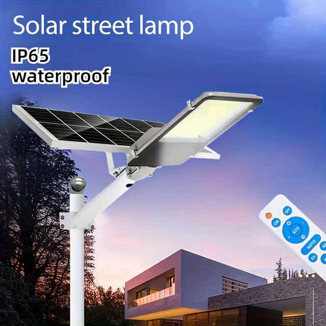 YQCHEZI 200 W Solar-Straßenlaterne aus Aluminium in Silber mit Fernbedienung und LED-Licht für den Garten und Außenbereich - Bild 1