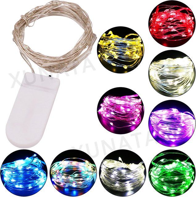 XUNATA LED-Lichterkette mit Ein-Aus-Schalter für Hochzeit, Garten und Weihnachtsdekoration in Warm Rot Grün Blau, verfügbar in 1m, 2m oder 4m Länge - Bild 1