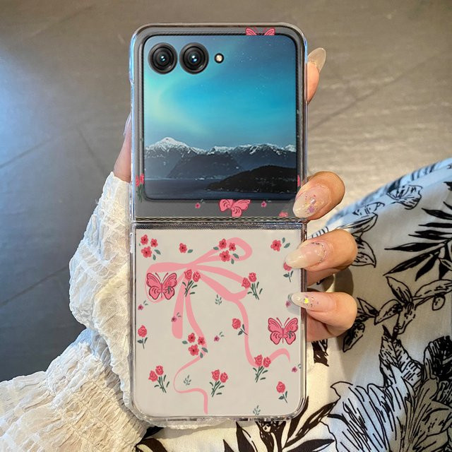 Transparente Handyhülle mit Rosen-Blumen-Design für Motorola Razr 50, Razr 40 Ultra und Razr 40 aus stoßfestem PC - Bild 1
